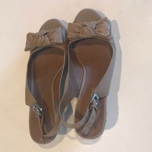 Franco Sarto wedge sandals. Size 8M. Color: Tan